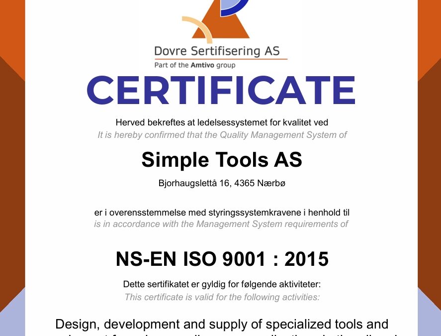 Simple Tools ISO 9001 Certified